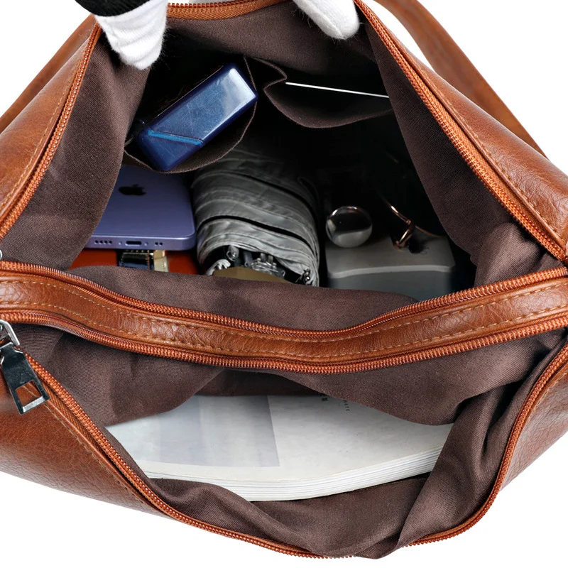 Vintage Wash Leather Messenger Bag Women's Large Capacity Middle-aged Mother Bag Women's Shoulder Bag