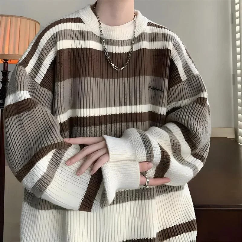 Brownm Striped Knitted Sweater