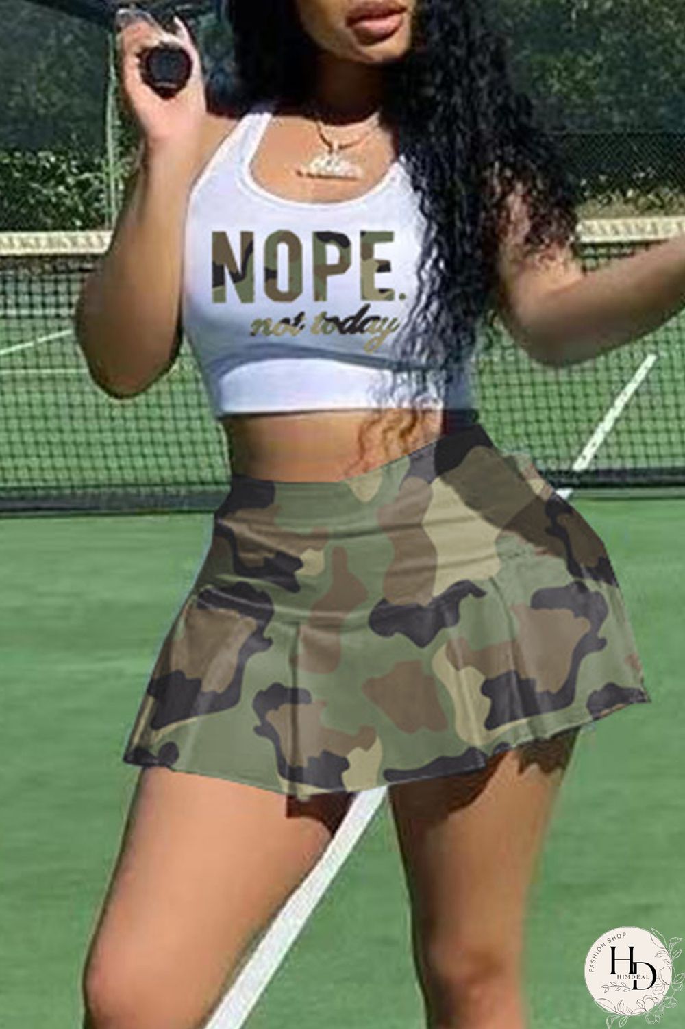 Leopard Print Casual Print Split Joint Fold U Neck Sleeveless Two Pieces