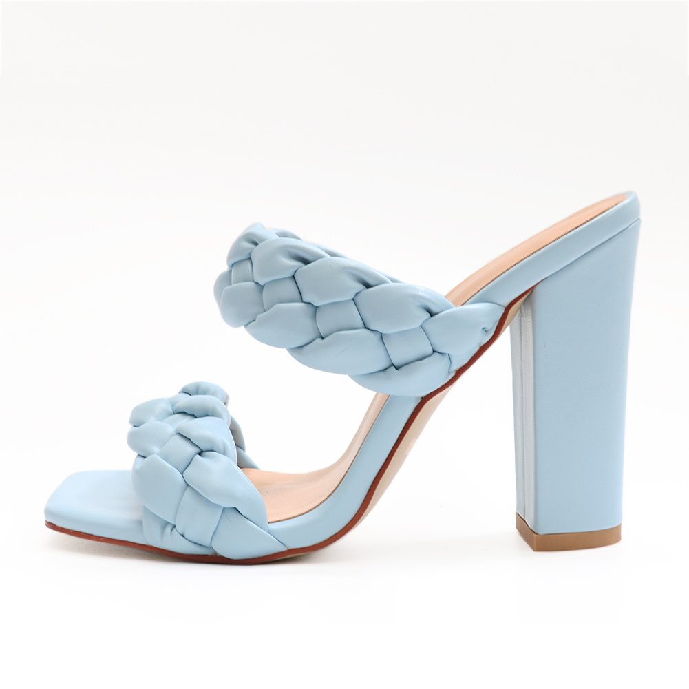 4.33" Open Toe Chunky High Heel  Sandals Blue-vocosishoes