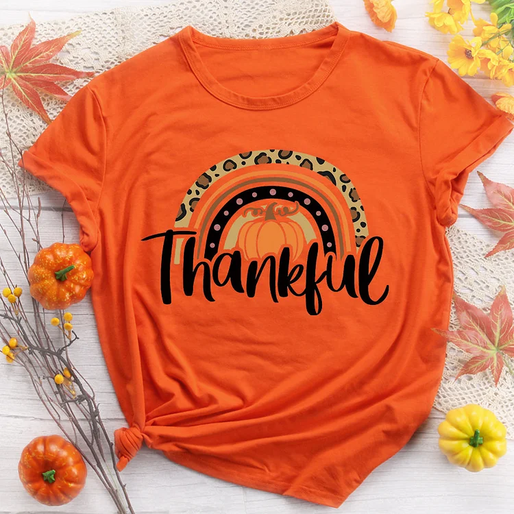 Thankful Rainbow Pumpkin T-shirt Tee -08175