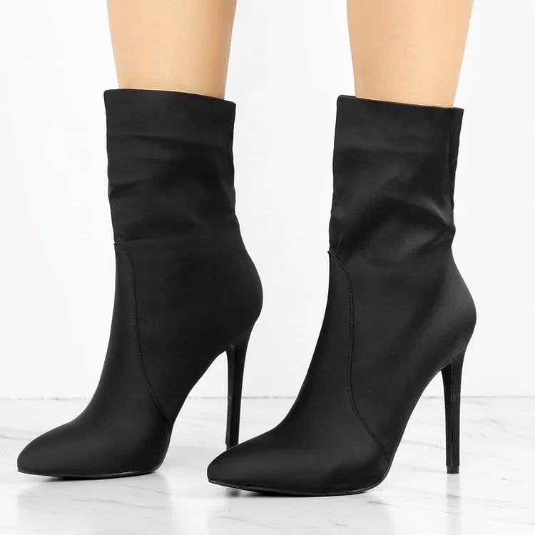 Women's Black 4 Inch Stiletto Heels Fashion Ladies Ankle Boots |FSJ Shoes