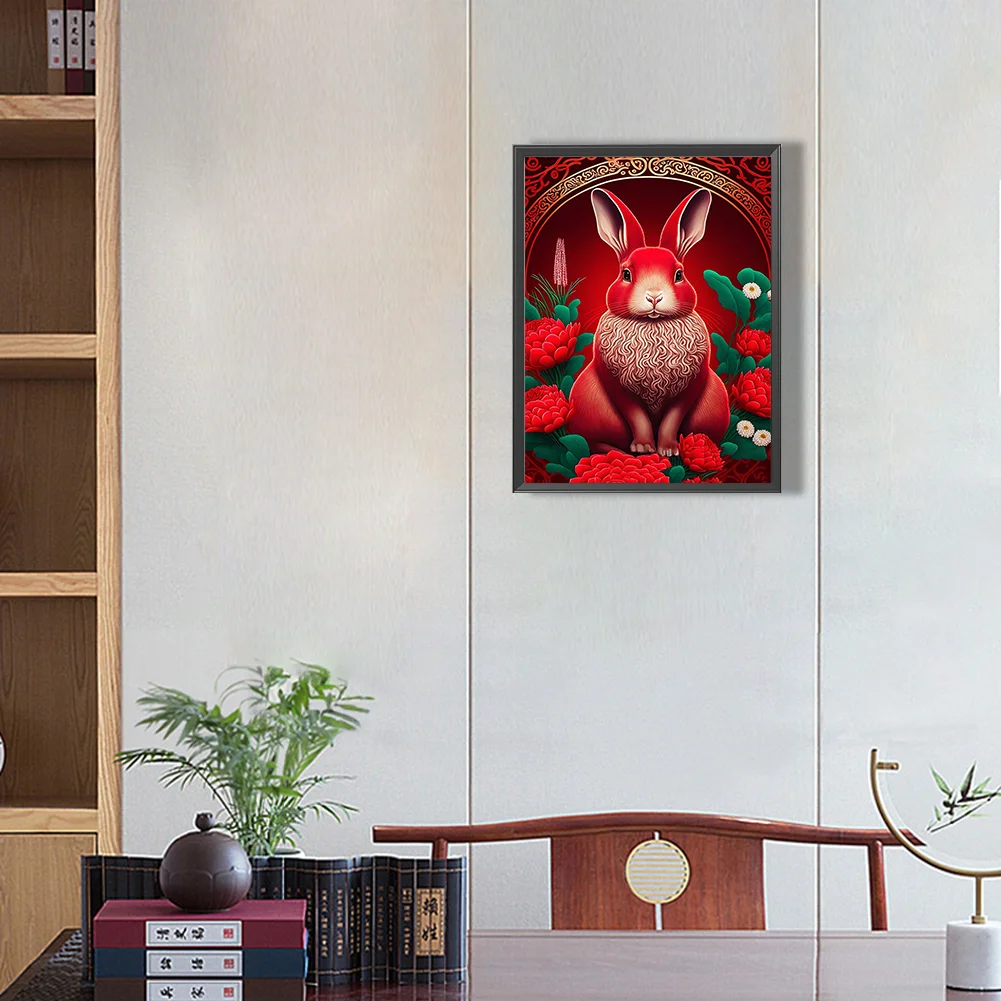 Full Round Diamond Painting 30*40cm - Red Golden Rabbit
