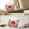 (24cm)Diamond Art Tissue Box DIY PU Napkin Cover for Home(Cardinal and flowers)