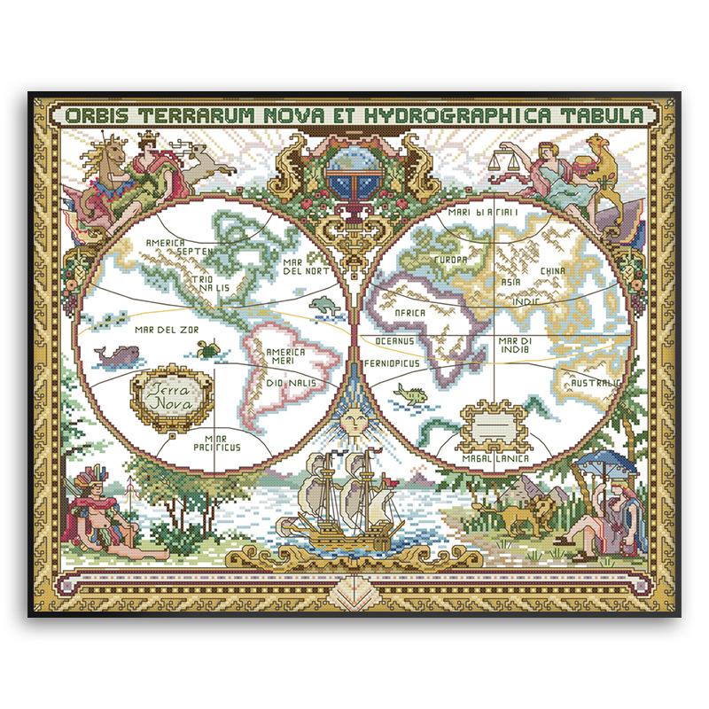 

Map - 11CT Stamped Cross Stitch - 56*46CM, 501 Original