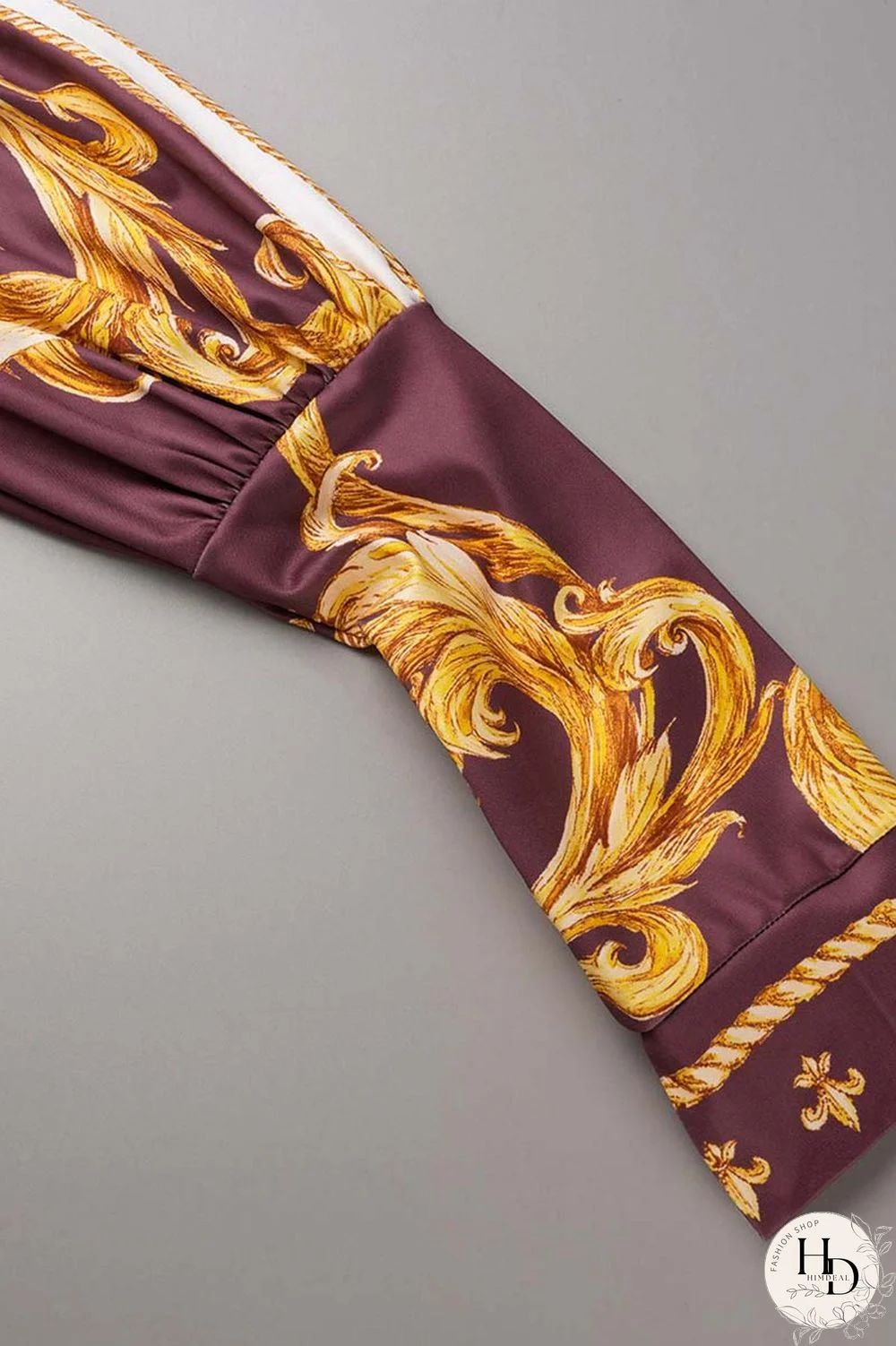 Brown Casual Print Patchwork Turndown Collar Long Sleeve Two Pieces