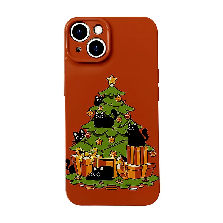 Vintage Christmas Tree Cat Phone Case