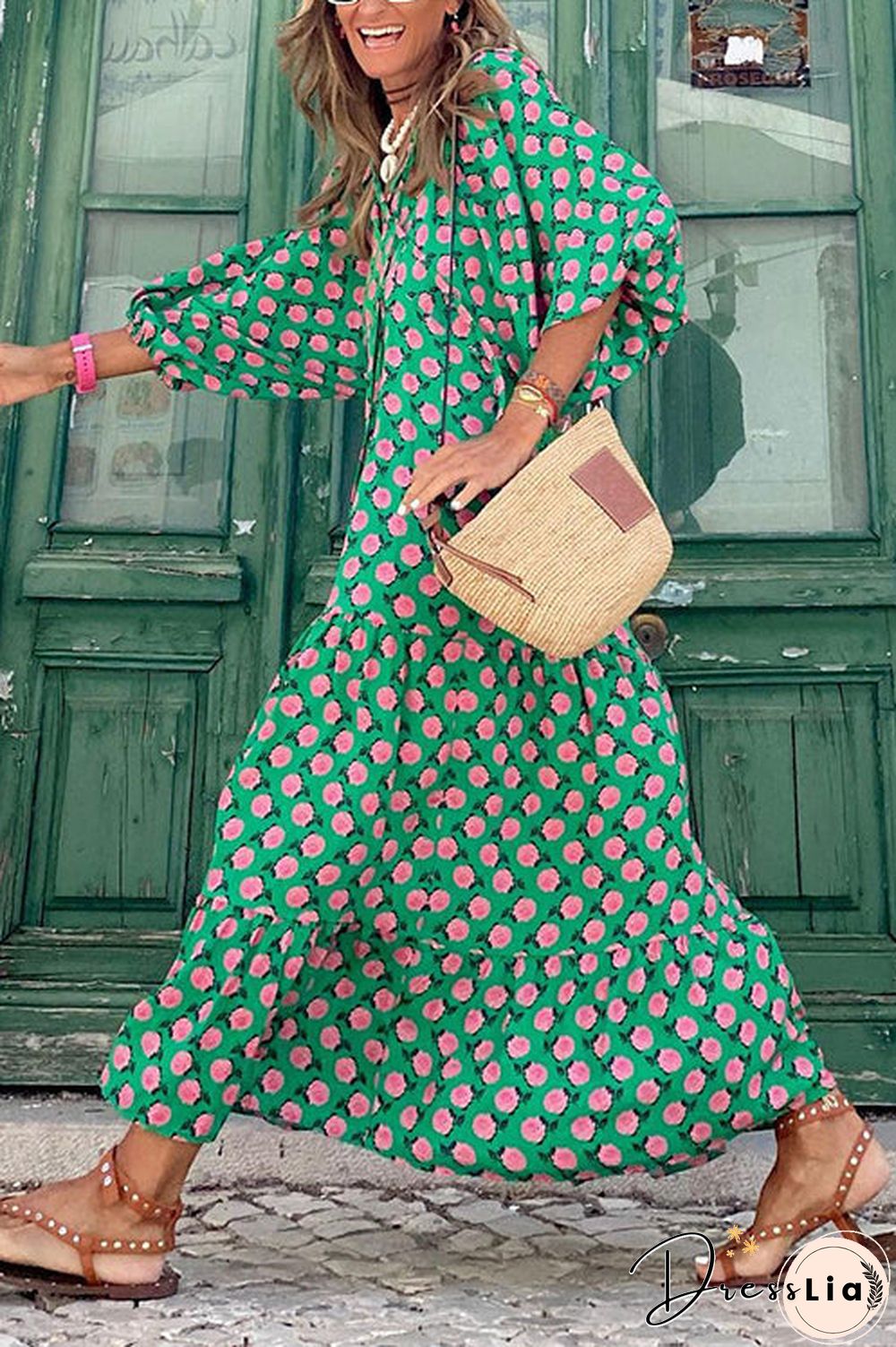 Fabulous Time Puff Sleeve Tiered Midi Dress
