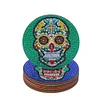 6pcs/set Diamond Painting Skull Coaster Round Cup Cushion Home Decor