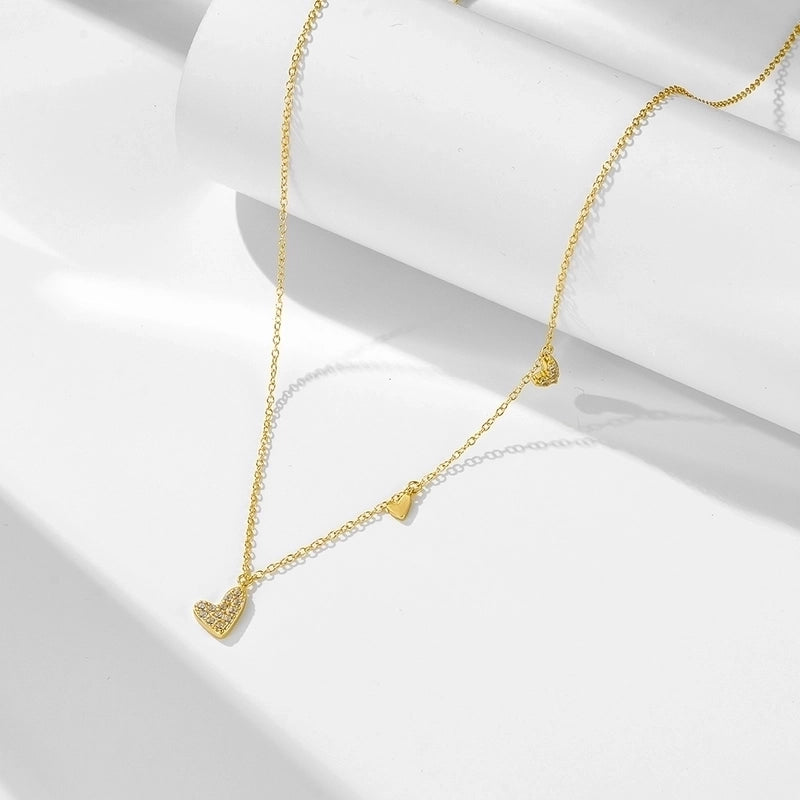 925 Sterling Silver Zircon Heart Shape Pendant Necklace