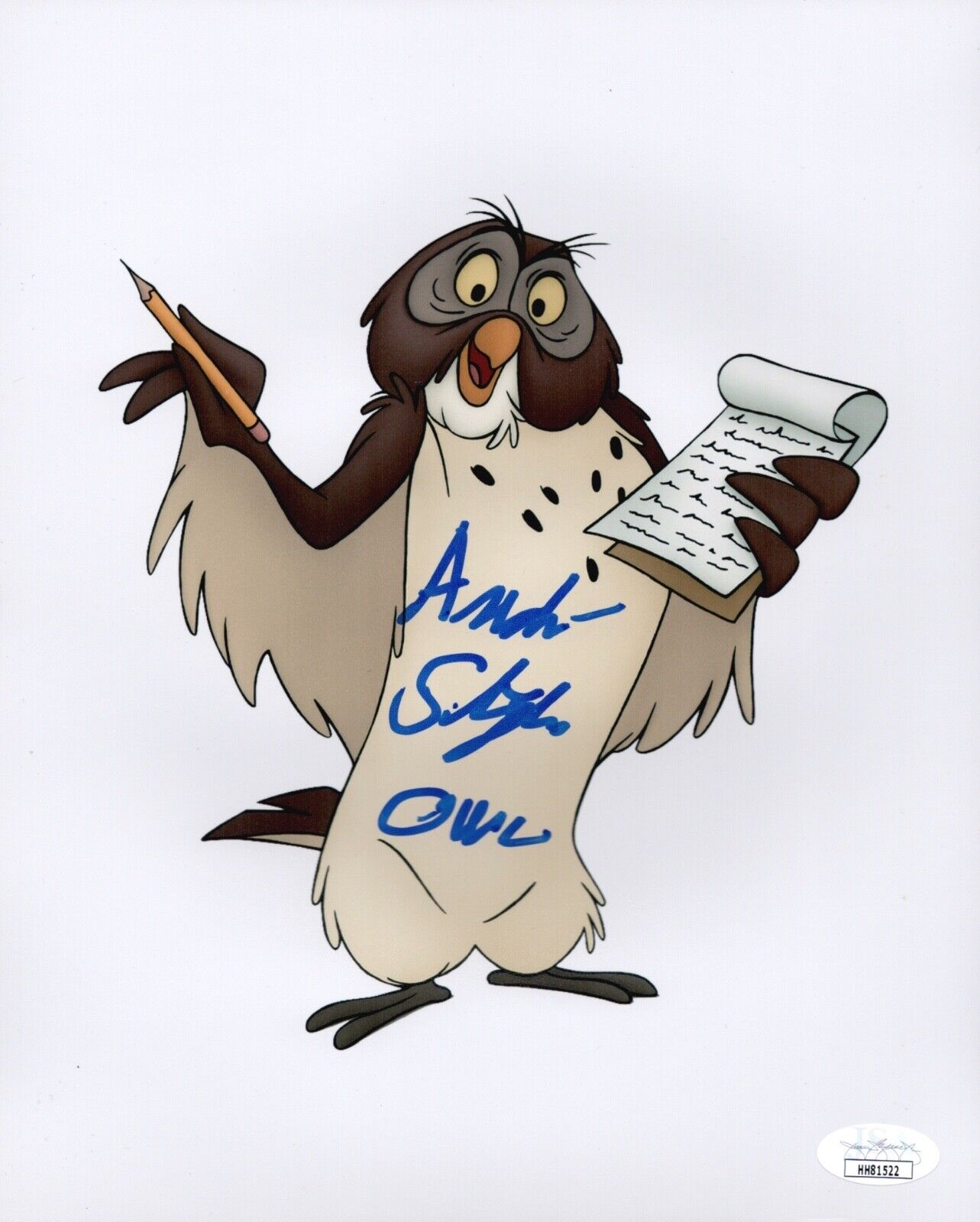 ANDRE STOJKA Signed 8x10 Photo Poster painting OWL Winnie the Pooh Disney Autograph JSA COA Cert