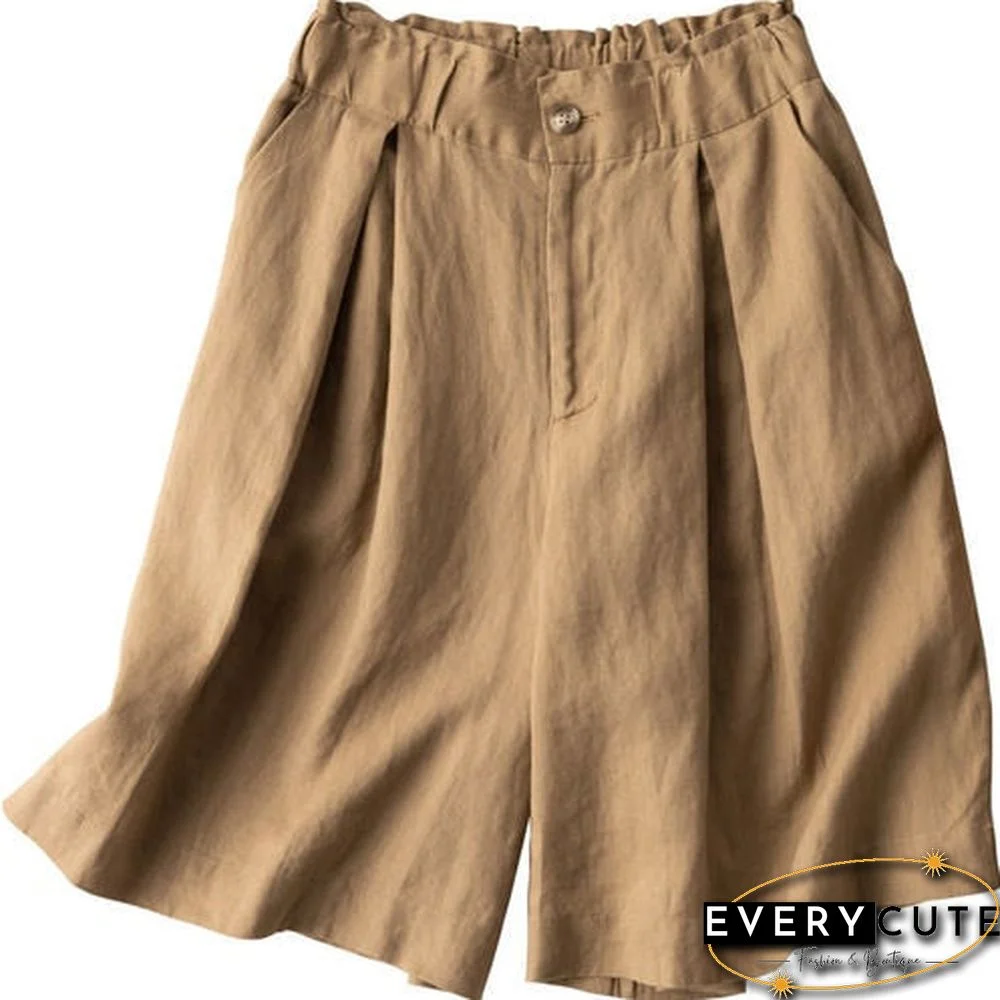 Women's Shorts with High Waisted Cotton Linen Harajuku Shorts Casual Loose Buttons Bermuda Shorts for Women Summer Plus Size 5XL