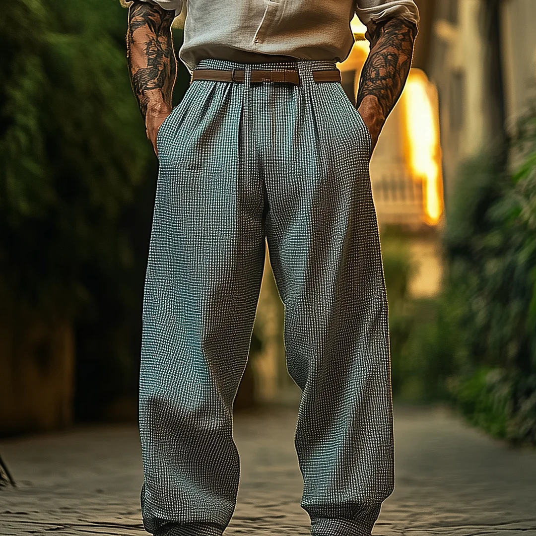 Stylish Loose-Fit Trousers With Tattoo-Accented Sleeves For Casual Elegance-inspireuse