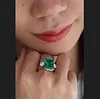 14K Yellow Gold 7ct Emerald Cut Colombian Lab Emerald Half Bezel Setting Ring with A Ring Enhancer in Bridal Ring Set Design