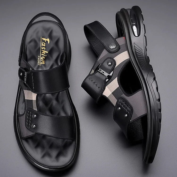 Leather Buckle Studded Cut Out Casual Sandals