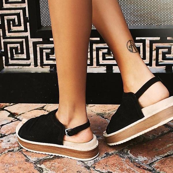 Chloebuy Comfy Adjustable Buckle Flatform Sandals