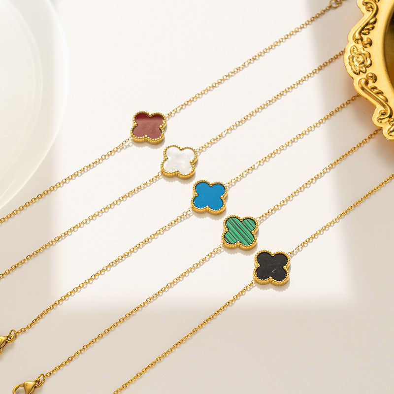 Four-Leaf Clover Bracelet Lucky Versatile Double-Sided Ol Bei Female Summer Fashion Accessories