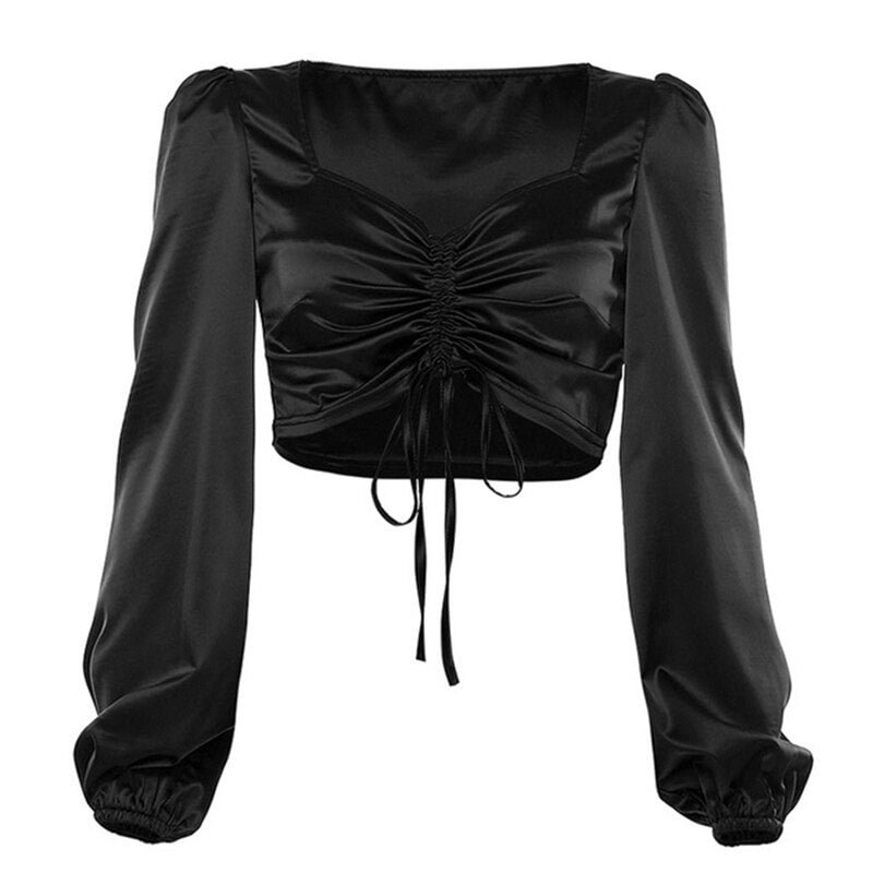 Red long sleeve crop top women sexy low cut ladies tee shirts shirt clothes tshirt vintage punk clothing tee clothes vintage tee