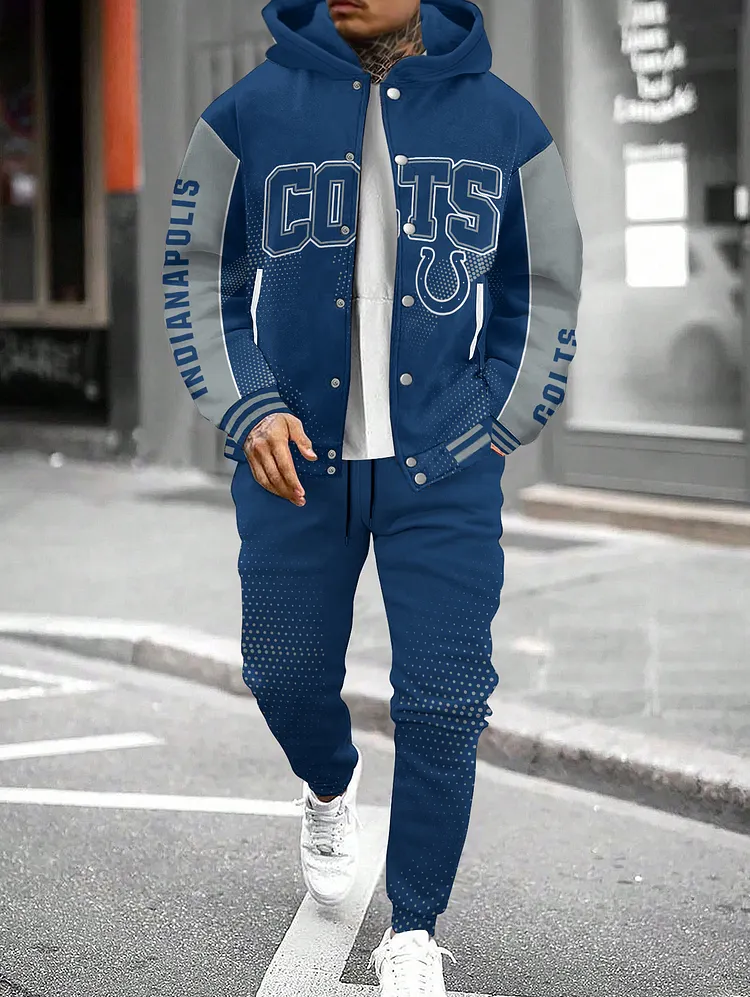 Indianapolis Colts  2026  New Design Hooded Jacket With Drawstring Waistband Joggers 2pcs Set