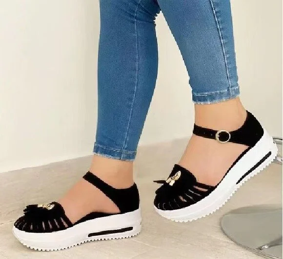 Summer Platform Sandals Women Shoes Round Toe Beach Flat Sandals Hollow Out Buckle Strap Ladies Gladiator Sandals Sandalias