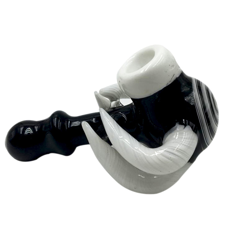 Wizards Hammer Glass Hand Pipe with Write Bone Appendage