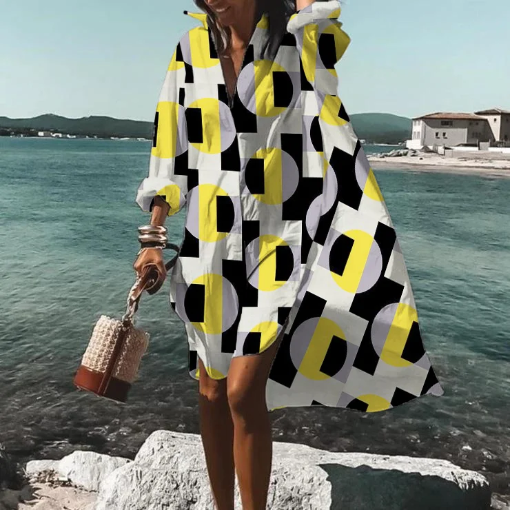 ⚡NEW SEASON⚡Geometric Circle Print Resort Midi Dress