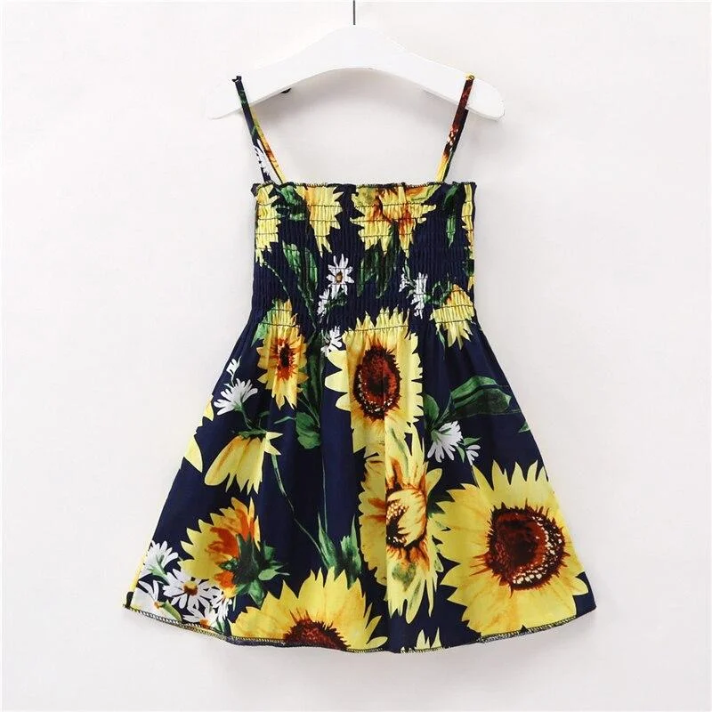 Baby Girl Dress 2020 Summer Kids Sleeveless Braces Dresses Girls Cotton Print Floral Princess Dress Children Casual Clothing