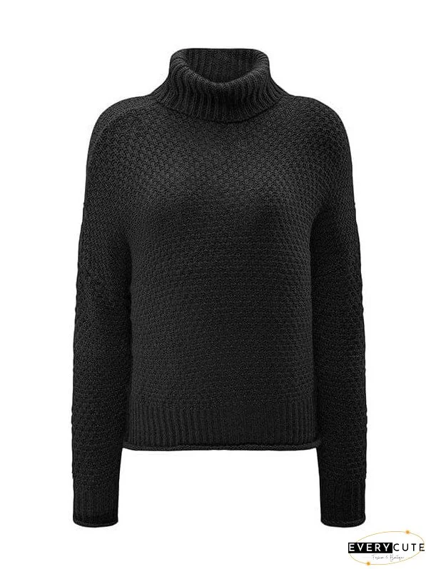 Thick Thread High Neck Bat Sleeve Knit Sweater