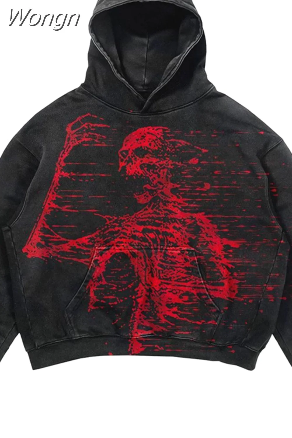 Wongn Gothic Punk Ninja Print Long Sleeve Women Hoodies Couples Hip Hop Streetwear Y2k Grunge Loose Fashion Oversized Hoodie 217-1