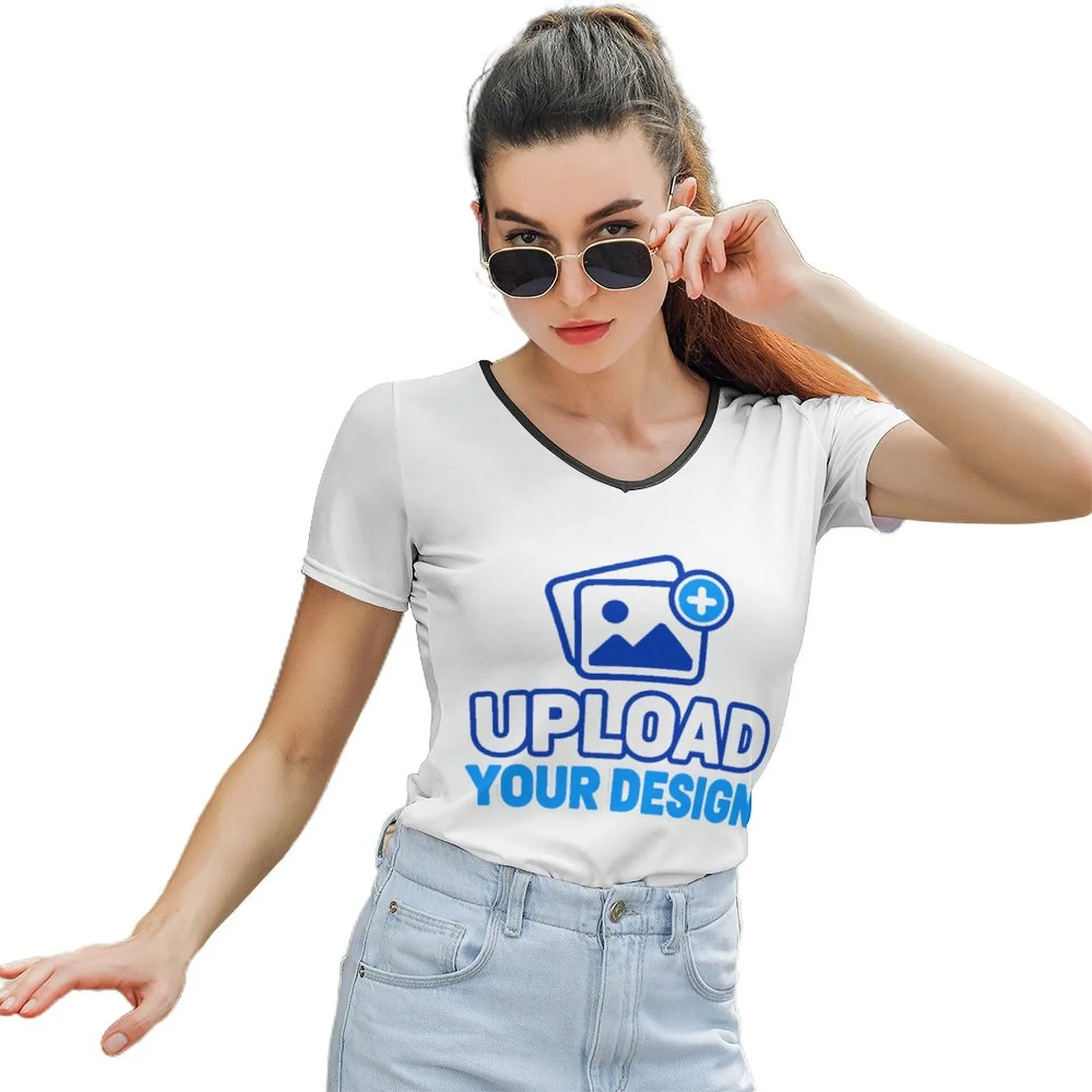 Classic V-Neck Short-Sleeve T-Shirt custom product view 7
