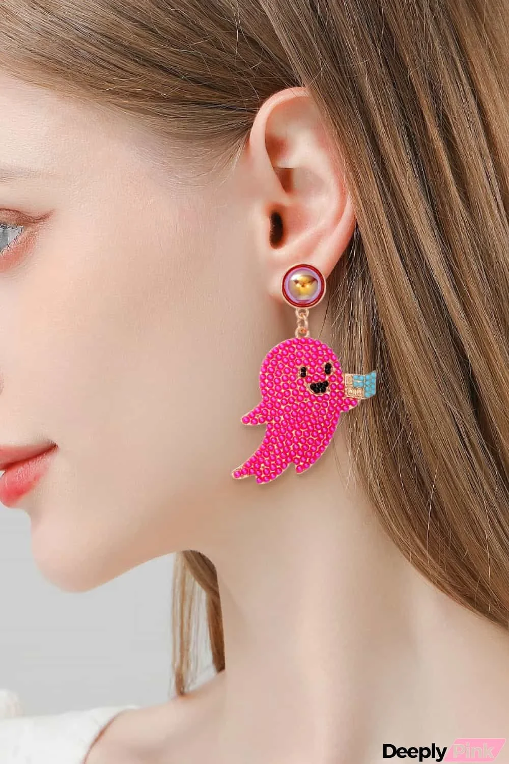 Ghost Shape Synthetic Pearl Dangle Earrings