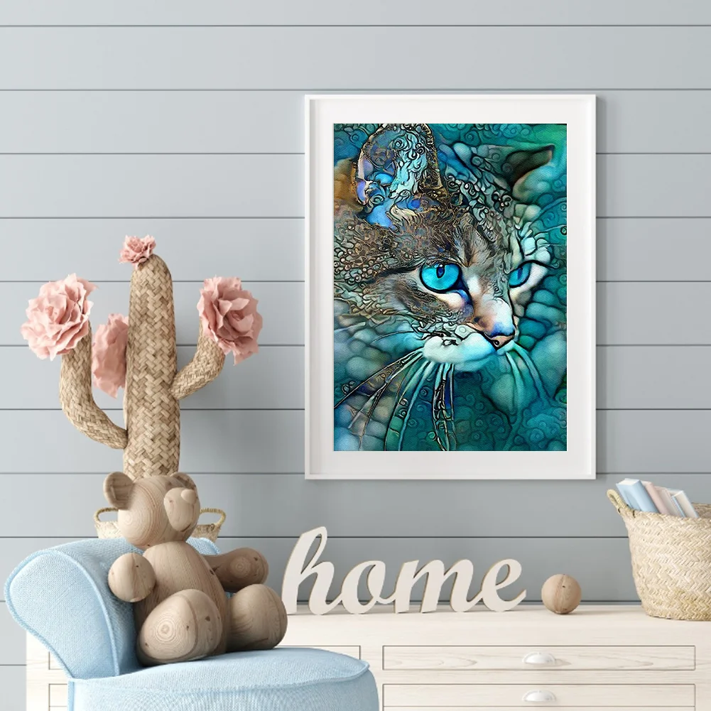 Diamond Painting - Full Round Drill - Blue Cat
