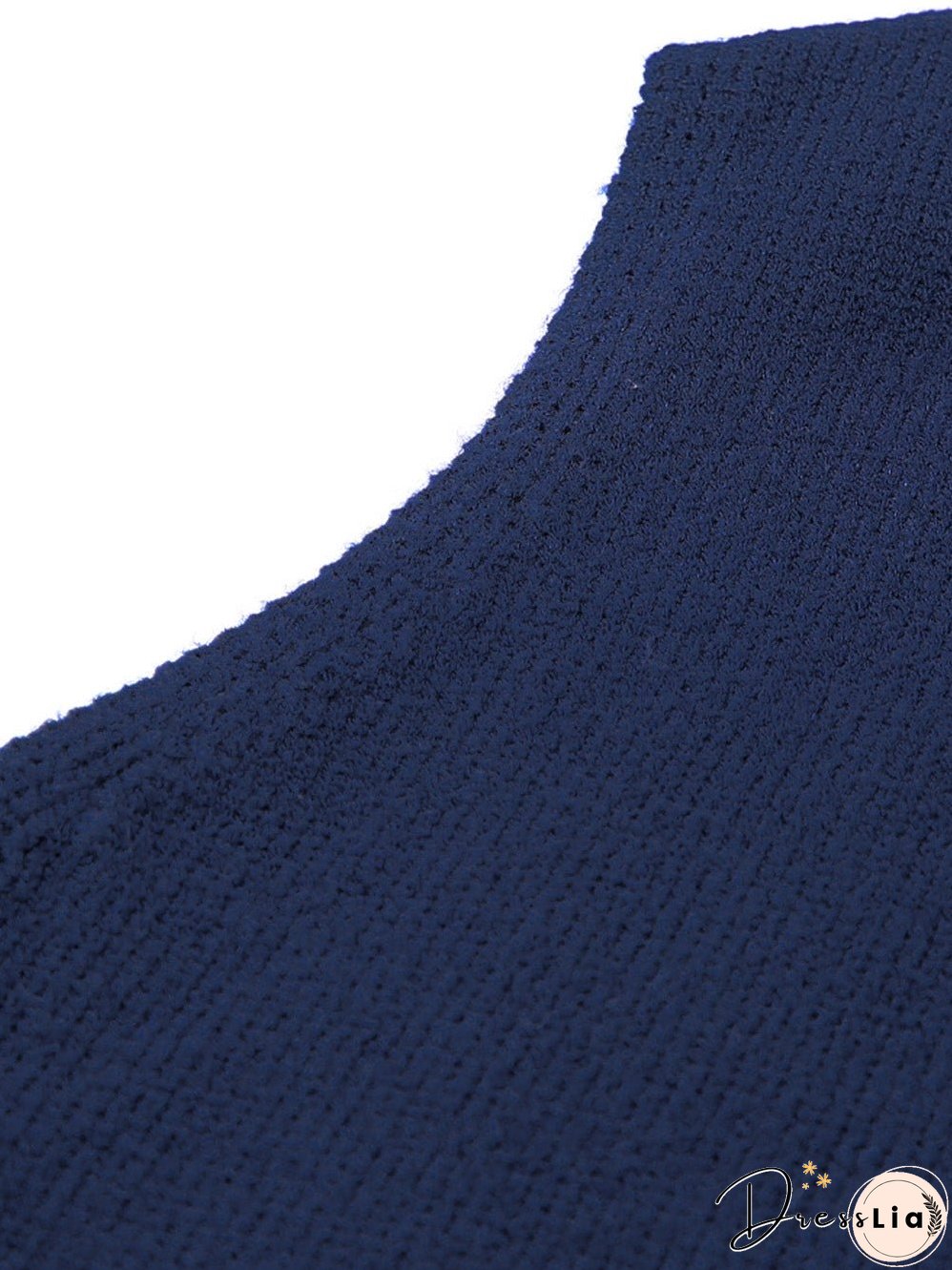 Navy Blue Ribbed Knitted Sleeveless Vest Sweater