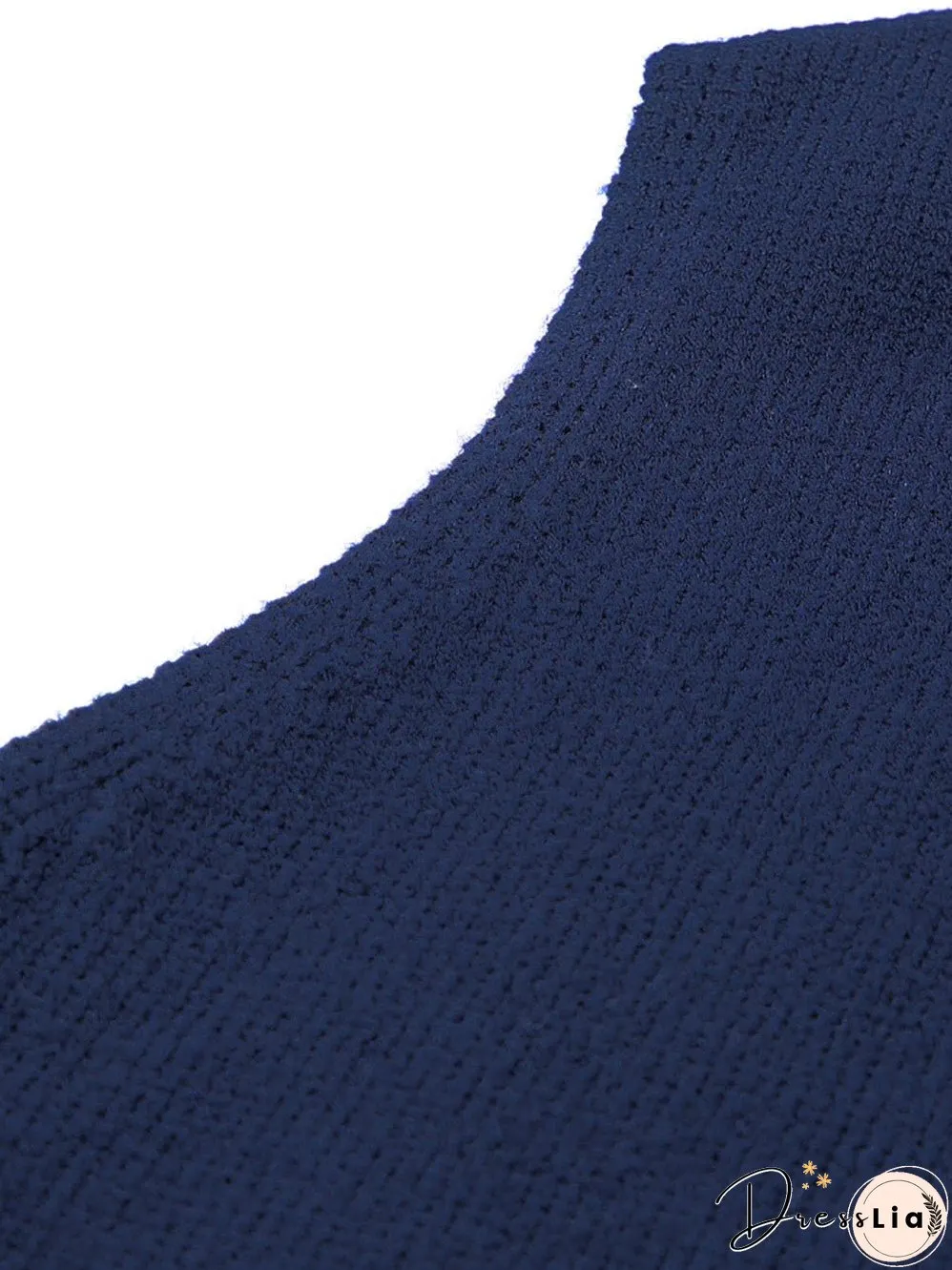 Navy Blue Ribbed Knitted Sleeveless Vest Sweater