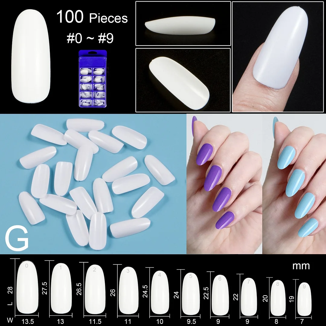 100pcs/set 10 Sizes Full Cover False Nail Tips Ballerina Coffin Fake Nails Square Stiletto French Acrylic Press On Nails-Nail Inspo