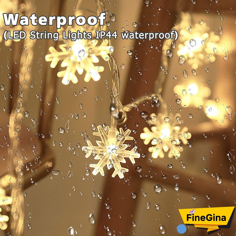 Battery Operated Snowflake Fairy String Lights For Indoor Outdoor Home Bedroom Patio Room Garden Party Xmas Christmas Tree Decorations(Battery Is Not Include)