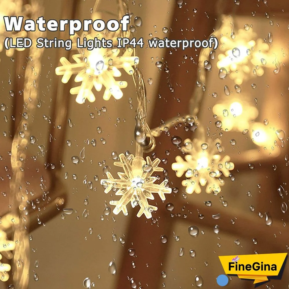 Battery Operated Snowflake Fairy String Lights For Indoor Outdoor Home Bedroom Patio Room Garden Party Xmas Christmas Tree Decorations(Battery Is Not Include)