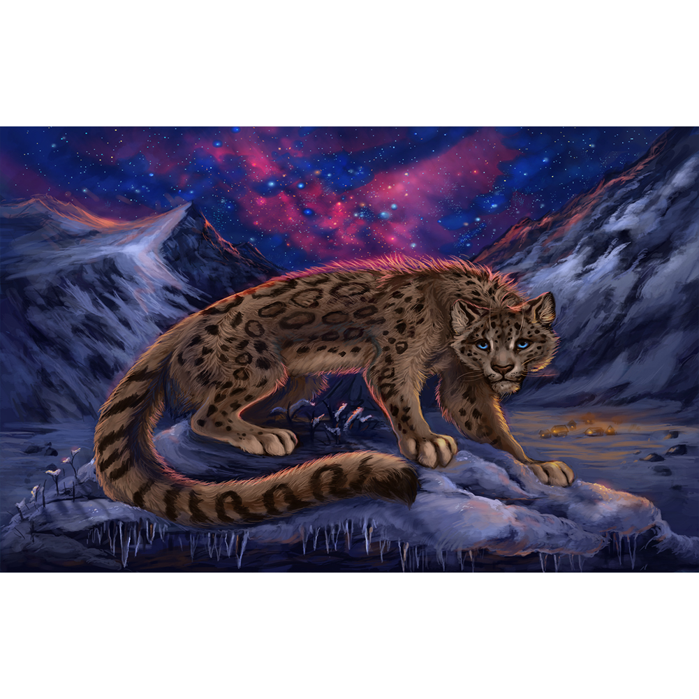 

40*30CM - Round Drill Diamond Painting - Unearthly Leopard, 501 Original