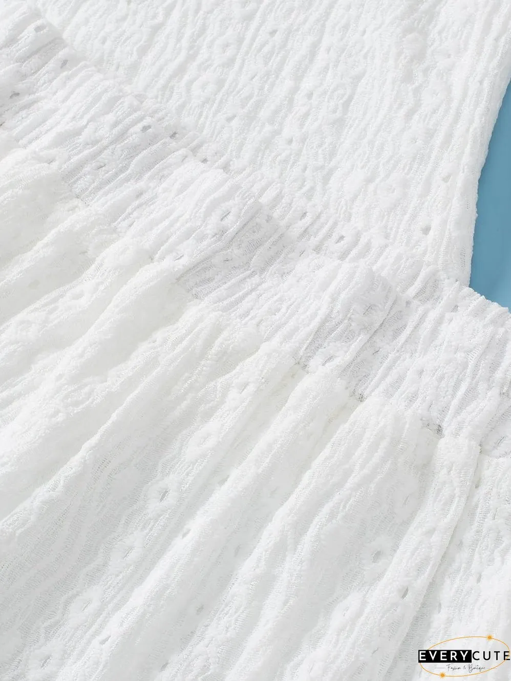 White Eyelet Jumpsuit with Pockets