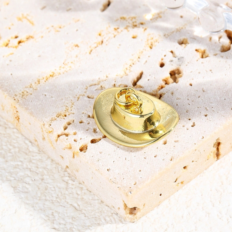 1 PCS/Package 15 * 20mm Hole 4~4.9mm Copper Copper 18K Gold Plated Cowboy Hat Polished Pendant Jewelry Accessories