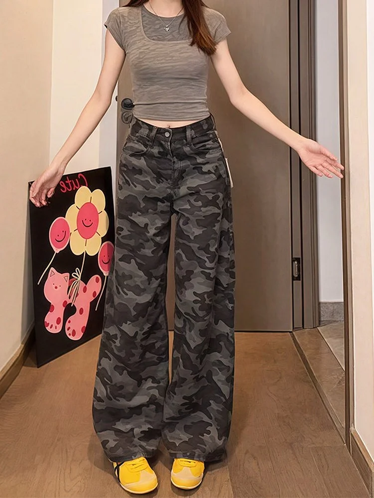 Camouflage Cargo Jeans for Women Loose Fit and Flattering Design