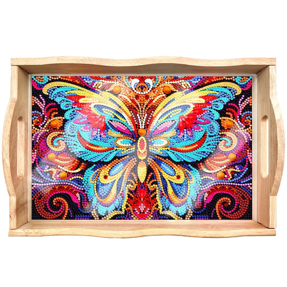 Diamond Painting Nesting Food Trays with Handle Coffee Table Tray (Butterfly)