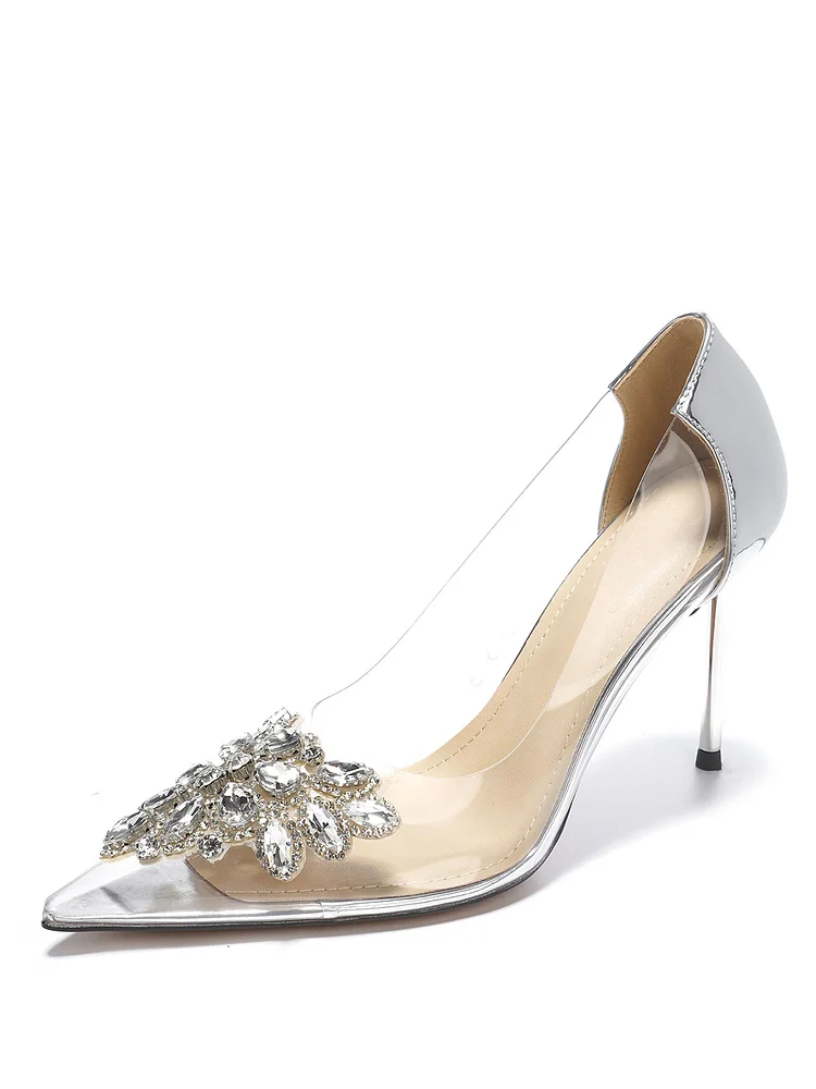 90mm Women's Stilettos Apricot Bottom High Heels Party Shoes Diamond High Heels