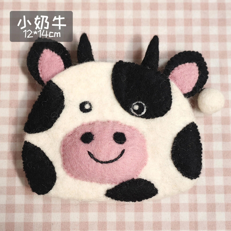 Unisex Animal Cartoon Wool Felt Zipper Coin Purses