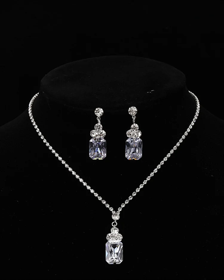 Evening Rhinestone Earrings and Necklace Set