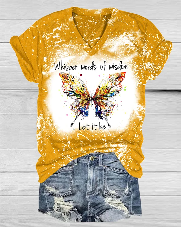 Whisper Words Of Wisdom Let It Be Butterfly V-Neck Shirt