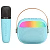 Mini Karaoke Machine Portable BT 5.3 Speaker with 2 Wireless Microphone(Blue)