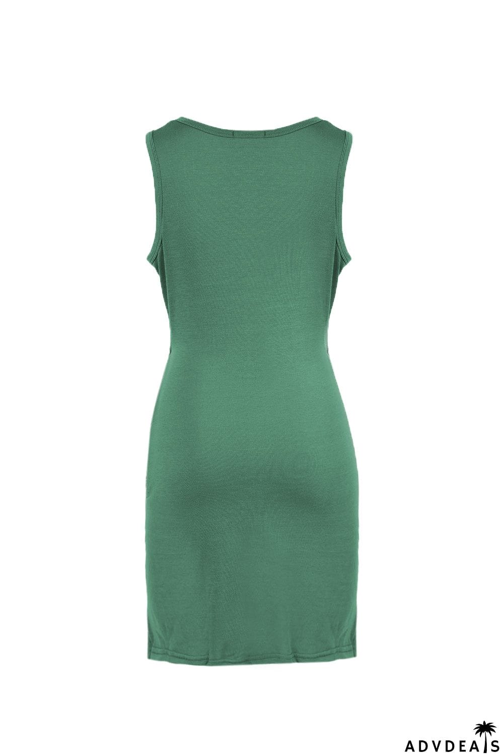 Burgundy Crew Neck Sleeveless Twist Hollow-out Bodycon Mini Dress