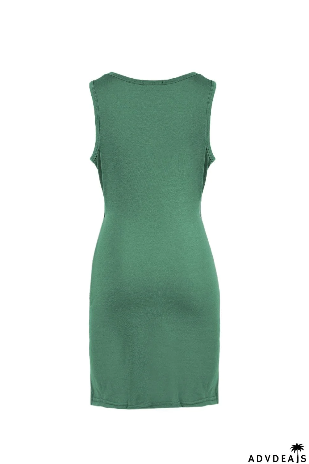 Burgundy Crew Neck Sleeveless Twist Hollow-out Bodycon Mini Dress