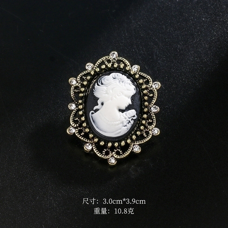 Retro Pin Portrait Alloy Plating Rhinestones Women’S Brooches